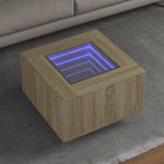 ZNTS Coffee Table with LED Sonoma Oak 60x60x40 cm Engineered Wood 847569