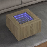 ZNTS Coffee Table with LED Sonoma Oak 60x60x40 cm Engineered Wood 847569