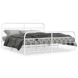 Metal Bed Frame without Mattress with Footboard White 200x200cm 377191