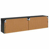 TV Wall Cabinets with LED 2 pcs Black Oak 80 x 30 x 40 cm 882982