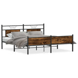 Metal Bed Frame without Mattress Smoked Oak 160x200 cm 3325113