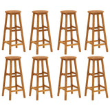 Bar Stool Set of 8 Natural wood Solid Acacia wood Standard 3115986