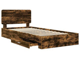 Bed Frame with Headboard Smoked Oak 90 x 200 cm Engineered Wood 3412832