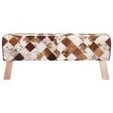 Bench 110 x 30 x 45 cm Real Leather Brown Patchwork 42042115