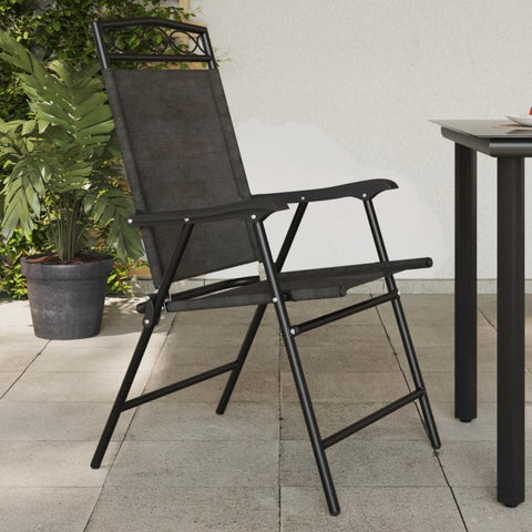 Folding Garden Chairs 4 pcs Melange Grey Steel and Textilene 3157293