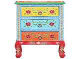 321667 Hand Painted Bedside Cabinet 40x30x60 cm Solid Mango Wood