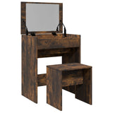 Dressing Table and Stool Smoked Oak 60x40x113.5 cm 848217