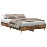 Bed Frame No Mattress Smoked Oak 140x190 cm Engineered Wood 861061