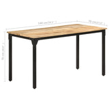 ZNTS Dining Table 140x70x76 cm Rough Mango Wood 321973