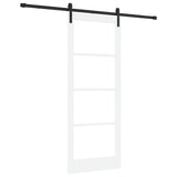 Sliding Door ORKDAL White 83 x 211 cm Solid Pine Wood and Glass 3331972