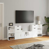 5 Piece TV Units with Storage ODDA White Solid Wood Pine 3365377