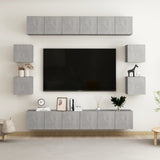 10 Piece TV Cabinet Set Concrete Grey Engineered Wood 3079067