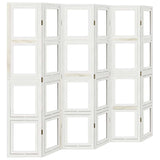 Room Divider 6 Panels White Solid Wood Paulownia 358698