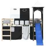 Curtains for Loft Bed with Tunnel and Tower White and Black 835919