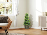 Set of 2 Decorative Artificial, Boxwood Spiral Topiary Tree with Lavender and Pot, Fake T3398P342966