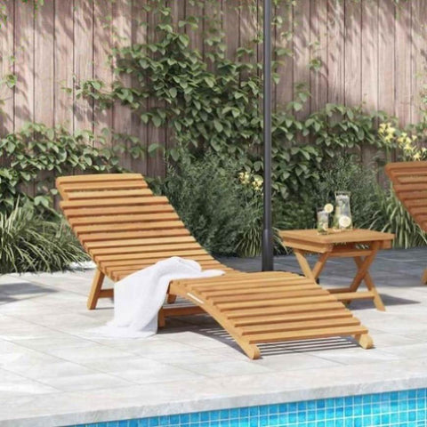 Sun Lounger Folding Brown 184 x 55 x 59 cm Solid Teak Wood 42008387