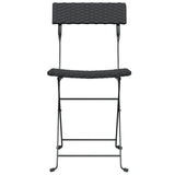 Folding Bistro Chair Set of 4 Black PE Rattan, Powder-Coated Steel 3152112