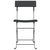 Folding Bistro Chairs 2 pcs Black Poly Rattan and Steel 319986