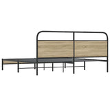 Metal Bed Frame without Mattress Smoked Oak 193x203 cm 3318671