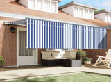 Retractable Awning Manual Blue and White 400 x 200 cm 3329778