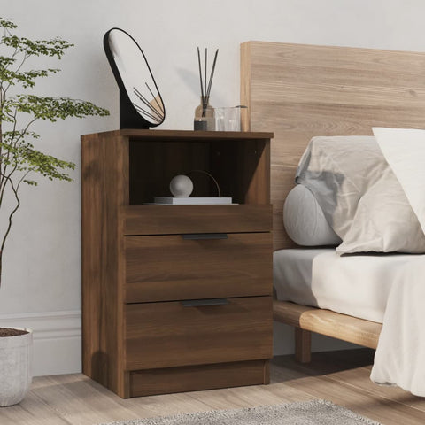 ZNTS Bedside Cabinet Brown Oak Engineered Wood 817043