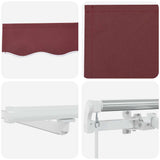 Manual Retractable Awning with LED Burgundy 300x250 cm 3214969