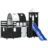 Kids' Loft Bed with Tower without Mattress White&Black 80x200cm 3207096