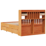 Bookcase Bed without Mattress Wax Brown 135x190 cm Double Solid Wood Pine 3308977