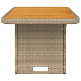 Garden Table Beige 90x55x71 cm Poly Rattan and Acacia Wood 368277