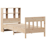 ZNTS Bed Frame without Mattress 75x190 cm Small Single Solid Wood Pine 3323245