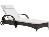 Brown Rattan Sun Lounger w/ Adjustable Steel Frame,200Lx73Wx56-103H cm T3398P318556