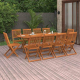 ZNTS 11 Piece Garden Dining Set 220x90x75 cm Solid Wood Acacia 3086977