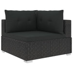 6 Piece Garden Lounge Set with Cushions Poly Rattan Black 46745