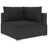 6 Piece Garden Lounge Set with Cushions Poly Rattan Black 46745