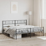Metal Bed Frame without Mattress with Footboard Black 200x200cm 355292