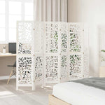 Room Divider 6 Panels White Solid Wood Paulownia 358745
