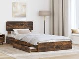 Storage Bed with Drawer Smoked Oak 75 x 190 cm Engineered Wood 3412329