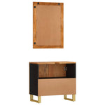 ZNTS 2 Piece Bathroom Cabinet Set Brown and Black Solid Wood Mango 3206289