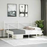 Daybed with Trundle without Mattress White 75x190 cm Steel 4104686