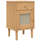 Bedside Cabinet SENJA Rattan Look Brown 40x35x65 cm Solid Wood Pine 358013