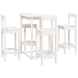 5 Piece Bar Set White Solid Wood Pine 3124743