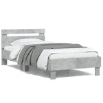 ZNTS Bed Frame with Headboard Concrete Grey 100x200 cm Engineered wood 838529