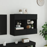 TV Wall Cabinet with LED Lights Black 78.5x30x60.5 cm 837100
