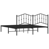 Metal Bed Frame without Mattress with Headboard Black 160x200cm 373792
