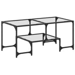 ZNTS Coffee Table with Transparent Glass Top 98.5x50x45 cm Steel 846014