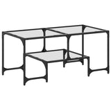 ZNTS Coffee Table with Transparent Glass Top 98.5x50x45 cm Steel 846014