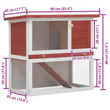 Outdoor Rabbit Hutch 1 Door Red Wood 170833