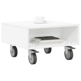 Side Table with Wheels White 50.5 x 50 x 30 cm Engineered Wood 891024