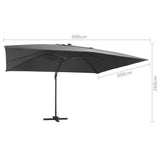 Cantilever Garden Parasol with LED Lights and Aluminium Pole 400x300 cm Anthracite 47006