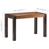 ZNTS Dining Table 120x60x76 cm Solid Rough Mango Wood 289653